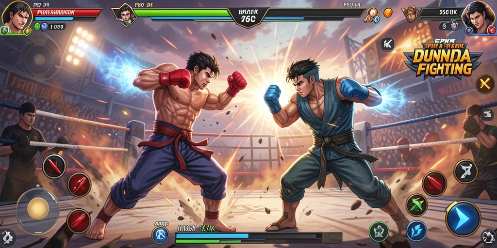 Tampilan gameplay bertarung di 66K dengan grafis menawan.