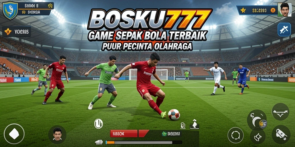 Screenshot gameplay BOSKU777 yang menampilkan aksi sepak bola seru.