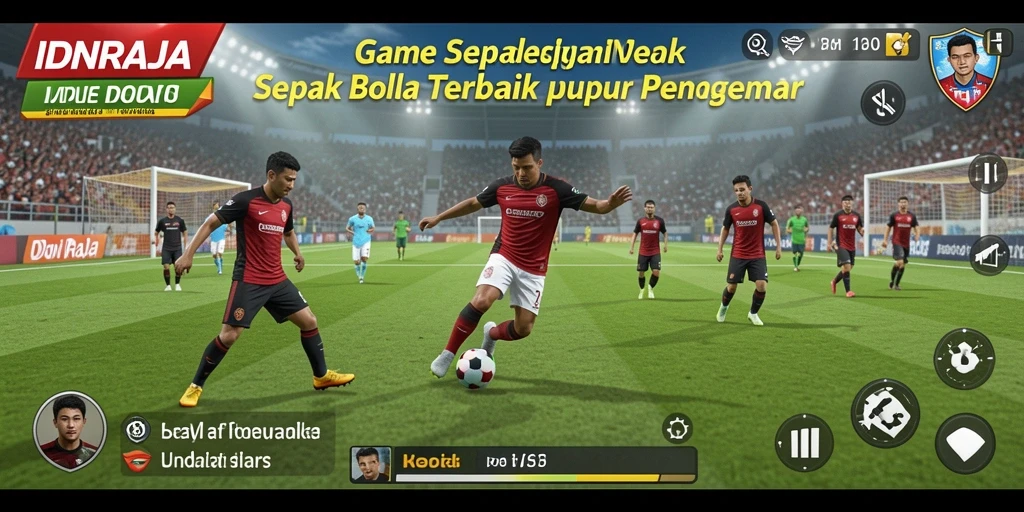 Gameplay IDNRAJA yang menegangkan dan seru di lapangan sepak bola.