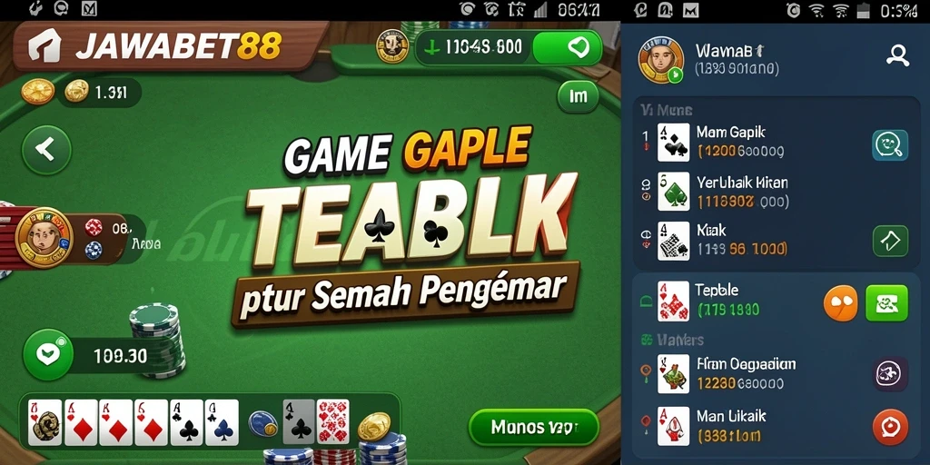 Tampilan gameplay JAWABET88 yang seru dengan kartu Gaple.