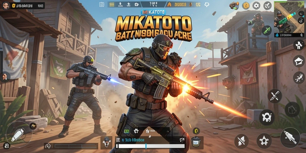 Screenshot gameplay MIKATOTO yang menunjukkan duel seru di arena Battle Royale.