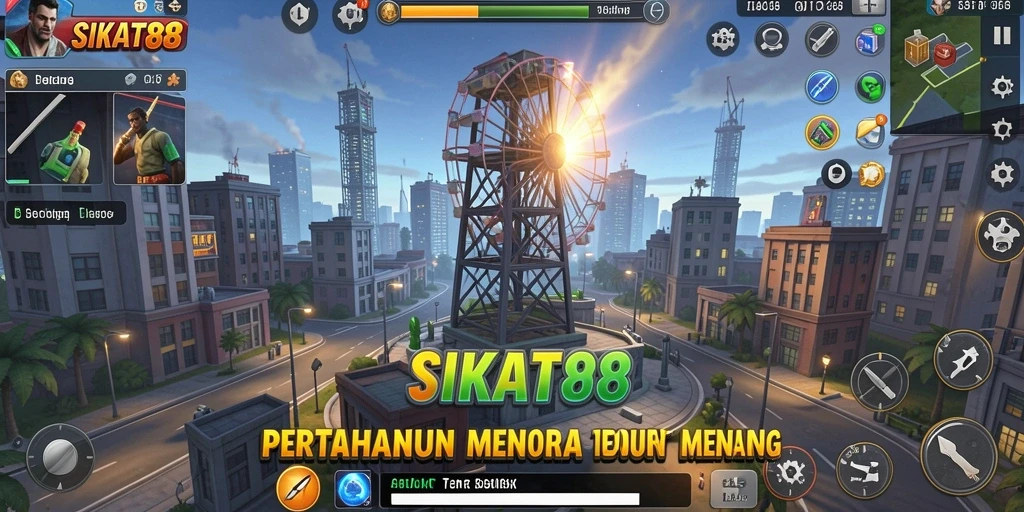 Gameplay SIKAT88 menampilkan pertarungan menara yang strategis dan seru.