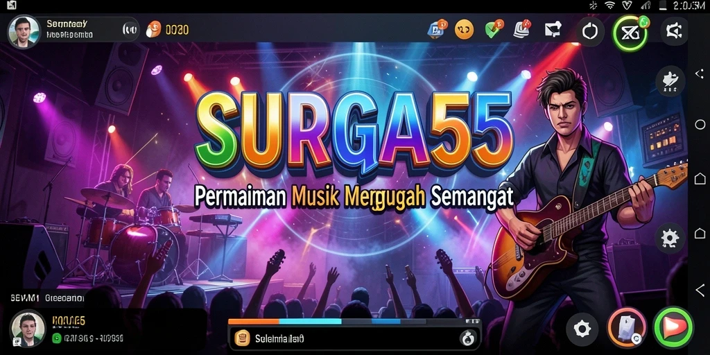 Tampilan gameplay SURGA55 yang memukau dengan grafik warna-warni.