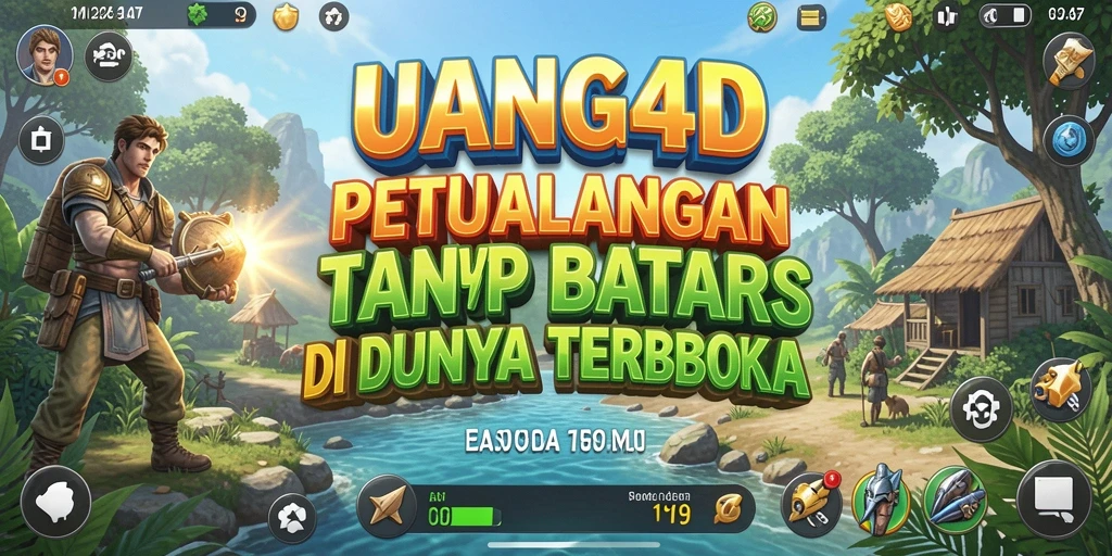 Layar gameplay UANG4D yang menampilkan dunia terbuka yang luas.