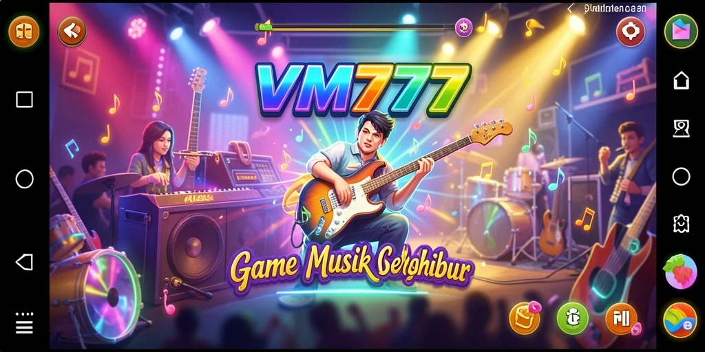 Screenshot gameplay VM777 menampilkan pengalaman bermain musik yang interaktif.